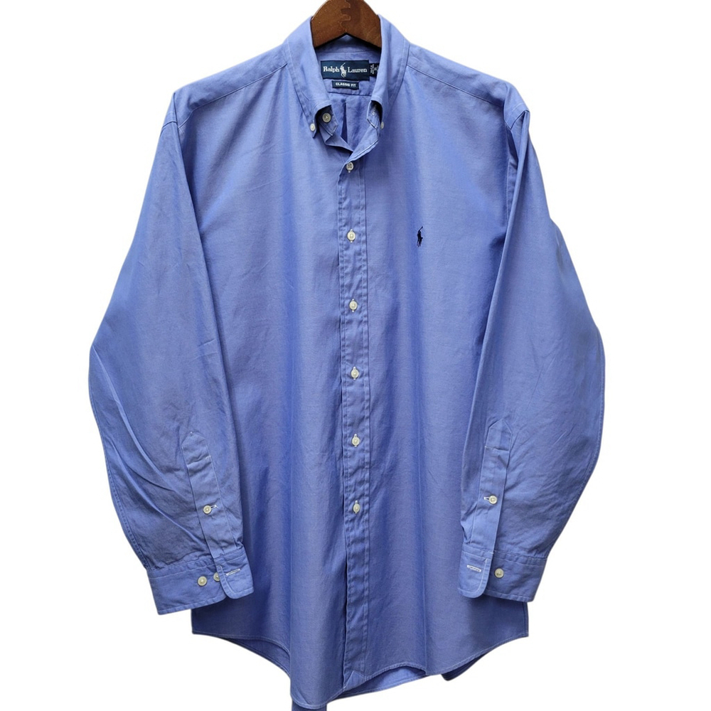 Polo Ralph Lauren Classic Fit Blue Long-Sleeves Button-Up Shirt 16 32/33
